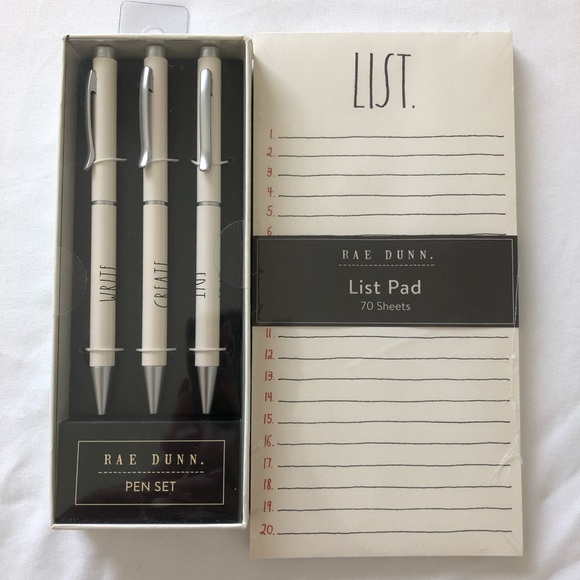 NWT Rae Dunn “Write” “Create” “Edit” Pen Set With List Pad Bundle - Picture 2 of 3